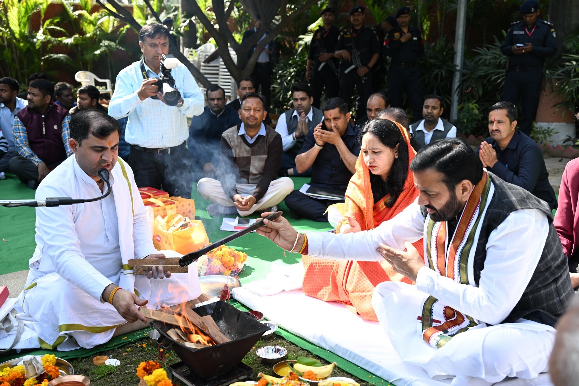 New Haryana CM Nayab Singh Saini's Traditional Entry: Hawan Marks Change in CM House