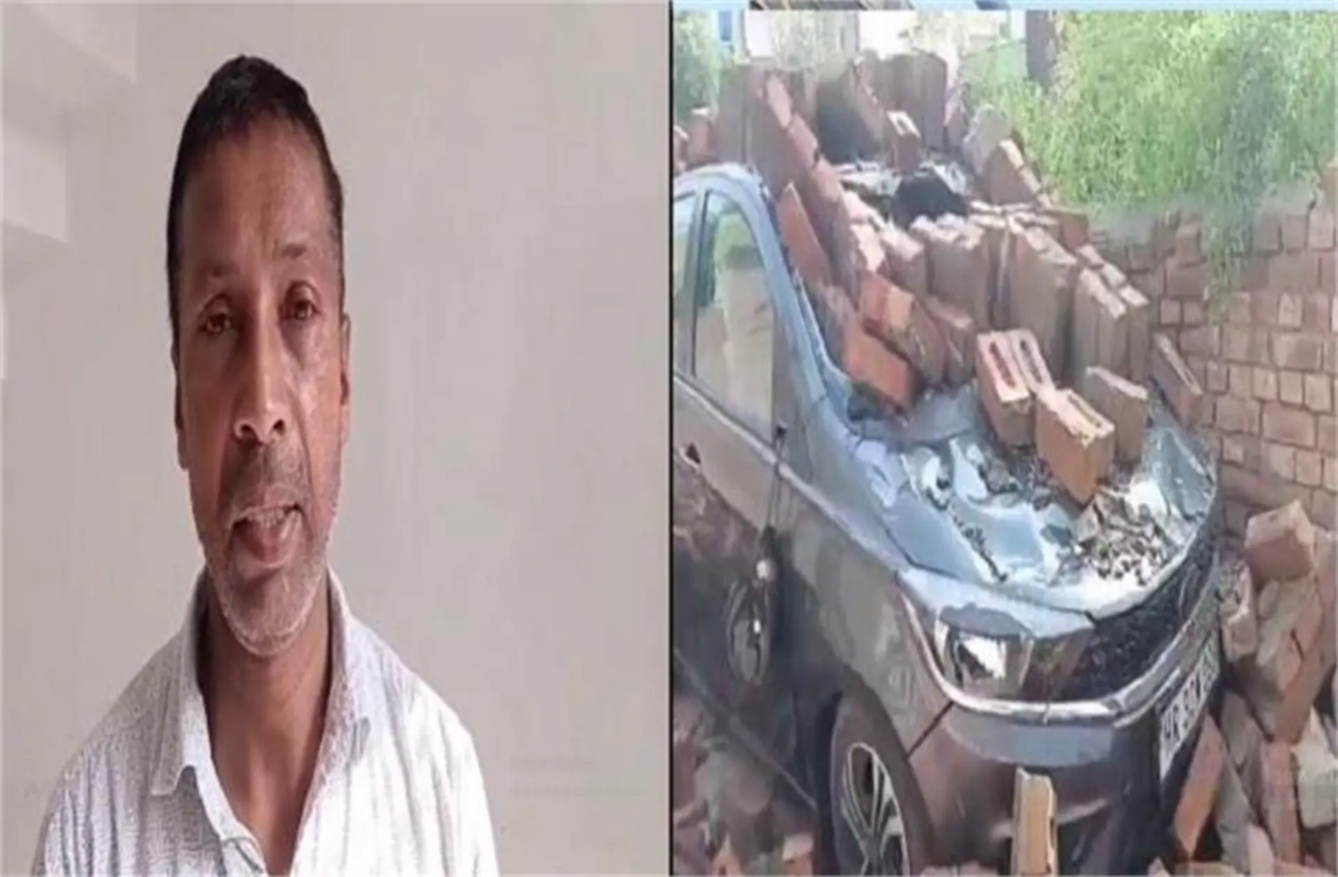 Haryana Storm Havoc: 10-Foot Wall Crashes Onto Teacher's New Tata Tiago, Car Reduced to Rubble